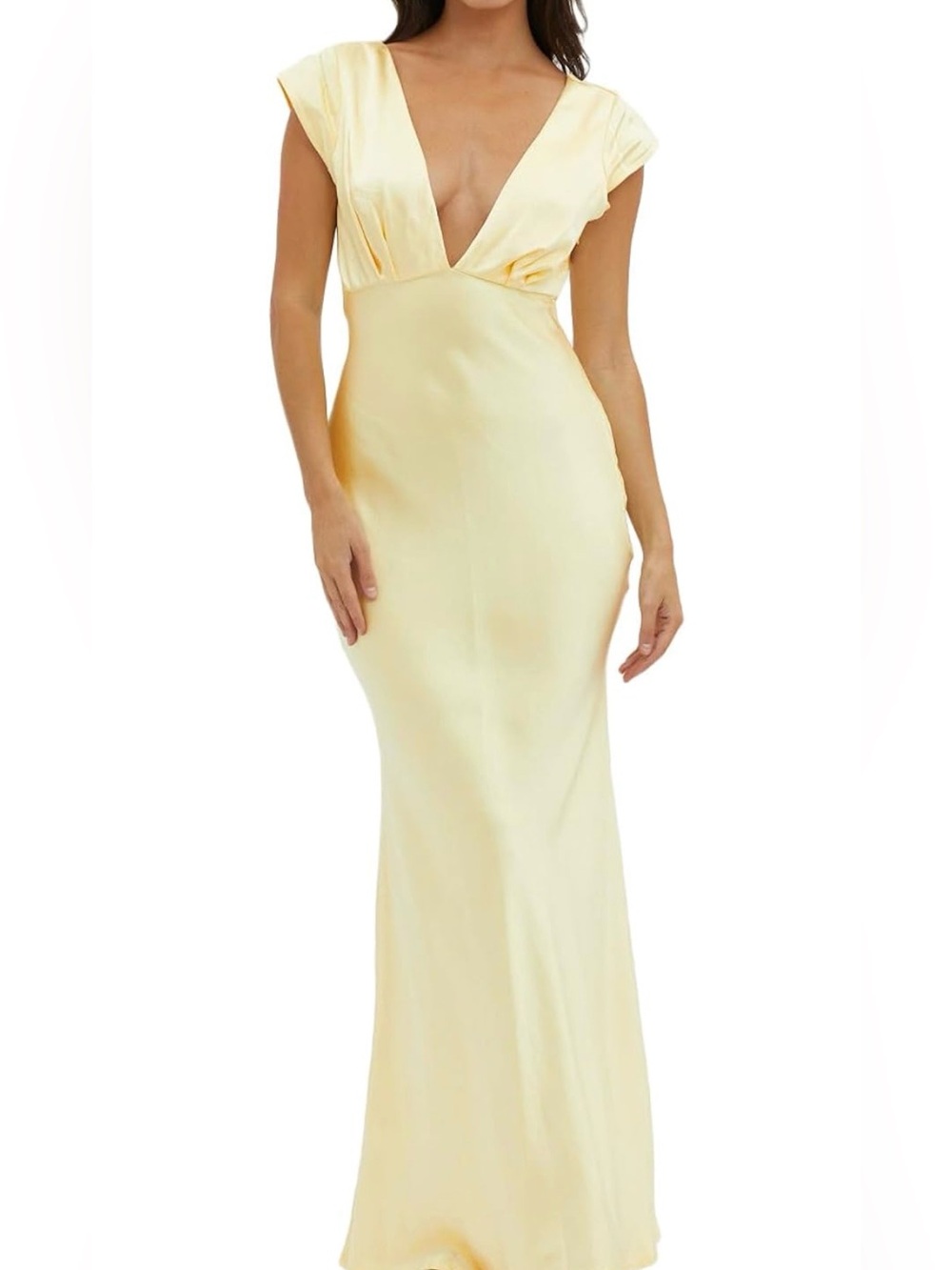 NWT Butter Yellow Satin Dress M